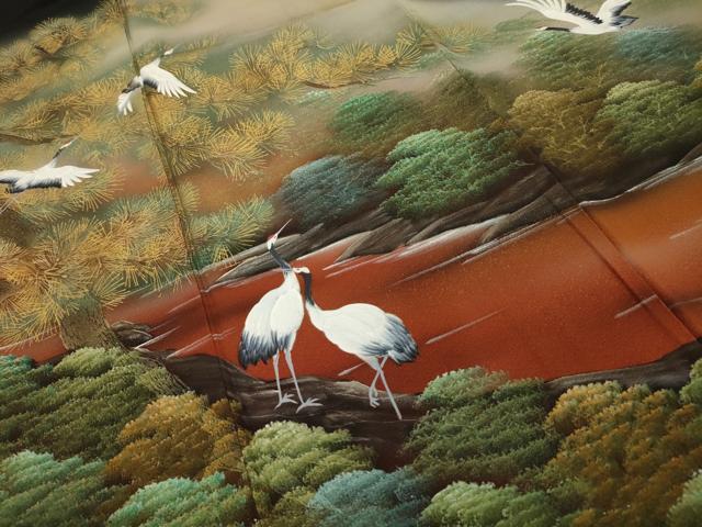 平和屋着物■豪華黒留袖 作家物 飛鶴浜松文 暈し染め 金彩 正絹 逸品 AABG8329sx