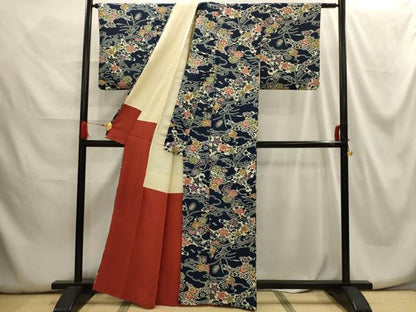 平和屋着物■上質な小紋　型染め　松竹梅風景文　正絹　逸品　AABG8330sx