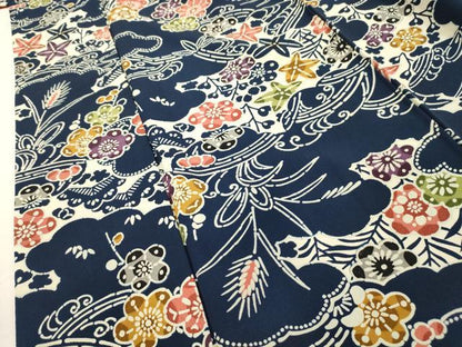 平和屋着物■上質な小紋　型染め　松竹梅風景文　正絹　逸品　AABG8330sx