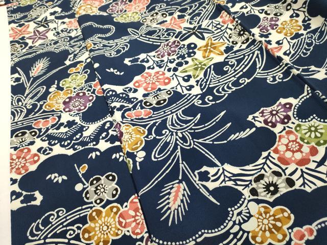 平和屋着物■上質な小紋　型染め　松竹梅風景文　正絹　逸品　AABG8330sx