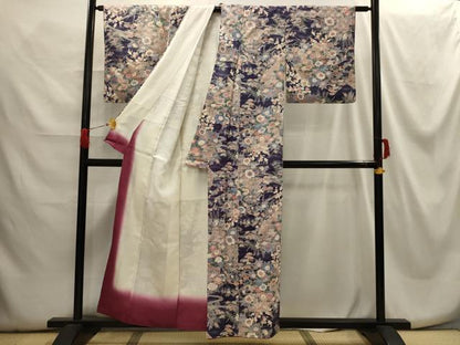 平和屋着物■上質な小紋　松竹梅流水花風景文　正絹　逸品　AABG8335sx