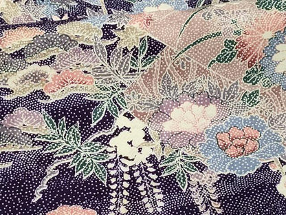 平和屋着物■上質な小紋　松竹梅流水花風景文　正絹　逸品　AABG8335sx