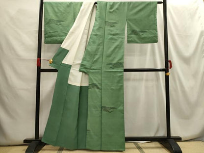 平和屋着物■上質な紬 飛鶴文 正絹 逸品 AABG8341sx