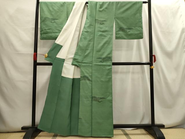 平和屋着物■上質な紬 飛鶴文 正絹 逸品 AABG8341sx
