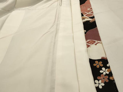 平和屋着物■豪華黒留袖　駒刺繍　松竹梅扇面飾花文　金彩　正絹　逸品　AABG8348sx