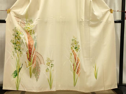 平和屋着物■訪問着 刺繍 孔雀花文 正絹 逸品 AABG8360sx