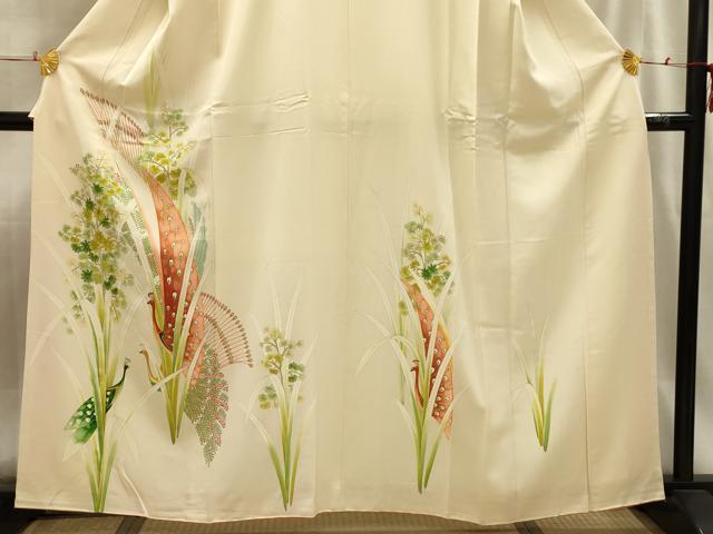 平和屋着物■訪問着 刺繍 孔雀花文 正絹 逸品 AABG8360sx