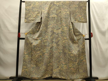 平和屋着物■上質な小紋 松竹梅風景文 鬼しぼ縮緬 正絹 逸品 AABG8362sx