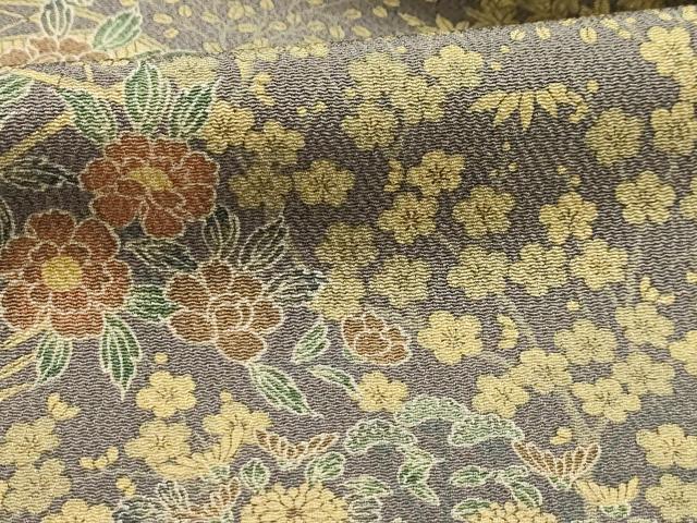 平和屋着物■上質な小紋 松竹梅風景文 鬼しぼ縮緬 正絹 逸品 AABG8362sx