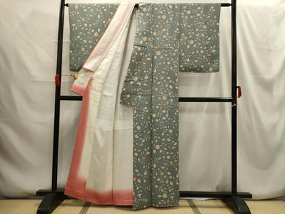 平和屋着物■上質な小紋 草花文 正絹 逸品 AABG8371sx