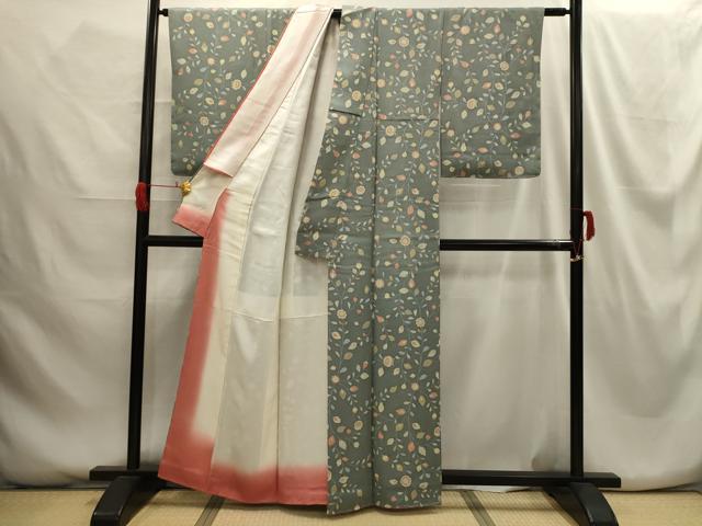 平和屋着物■上質な小紋 草花文 正絹 逸品 AABG8371sx