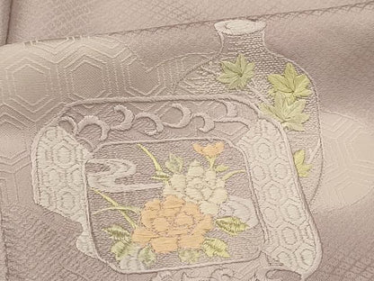 平和屋着物■色留訪問着 刺繍 陶器花文 暈し染め 正絹 逸品 AABG8381sx