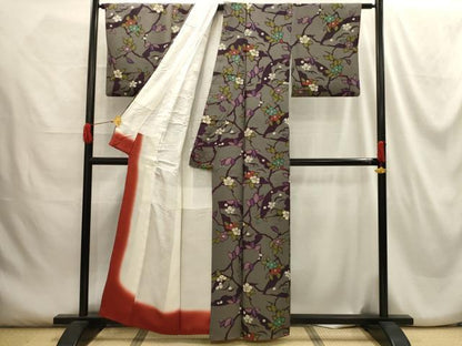平和屋着物■上質な小紋 枝花文 正絹 逸品 AABG8385sx