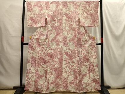 平和屋着物■上質な小紋 几帳花文 鬼しぼ縮緬 正絹 逸品 AABG8386sx
