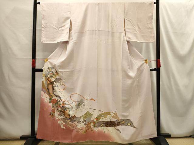 平和屋着物■豪華色留袖 御所車花蝶文 暈し染め 金彩 正絹 逸品 AABG8388sx