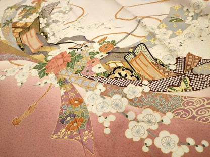 平和屋着物■豪華色留袖 御所車花蝶文 暈し染め 金彩 正絹 逸品 AABG8388sx