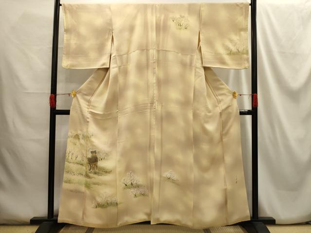 平和屋着物■訪問着 作家物 手描き 風景文 暈し染め 金彩 正絹 逸品 AABG8390sx