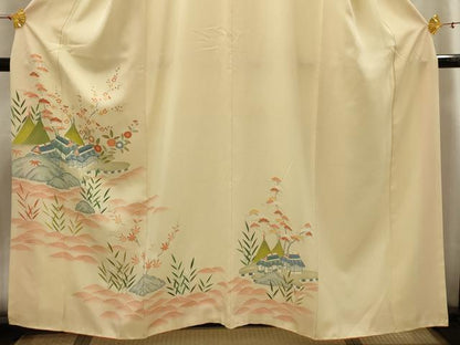 平和屋着物■訪問着 松竹梅風景文 正絹 逸品 AABG8397sx