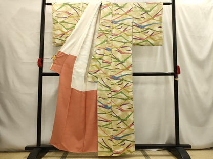 平和屋着物■上質な小紋 裏菊 暈し染め 正絹 逸品 AABG8399sx