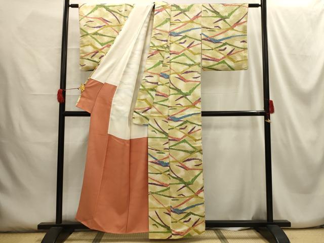 平和屋着物■上質な小紋 裏菊 暈し染め 正絹 逸品 AABG8399sx
