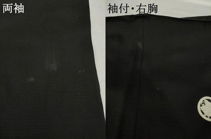平和屋着物▽男性　黒紋付長羽織　スリーシーズン　春夏秋　塵除け　絽　正絹　逸品　AABG8401ck