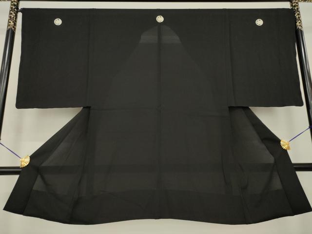 平和屋着物▽男性　黒紋付長羽織　スリーシーズン　春夏秋　塵除け　絽　正絹　逸品　AABG8401ck