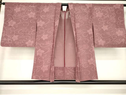 平和屋着物▽羽織 スリーシーズン 春夏秋 塵除け 花唐草紋紗 蘇芳香色 正絹 逸品 AABG8403ck