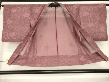 平和屋着物▽羽織 スリーシーズン 春夏秋 塵除け 花唐草紋紗 蘇芳香色 正絹 逸品 AABG8403ck