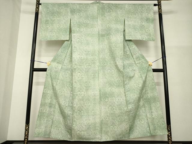 平和屋着物▽上質な紬 単衣 飾花文 暈し染め 正絹 逸品 AABG8409ck
