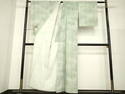 平和屋着物▽上質な紬 単衣 飾花文 暈し染め 正絹 逸品 AABG8409ck