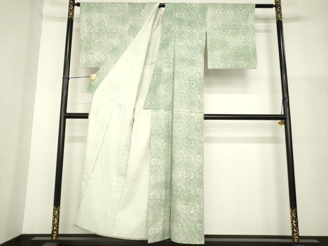 平和屋着物▽上質な紬 単衣 飾花文 暈し染め 正絹 逸品 AABG8409ck