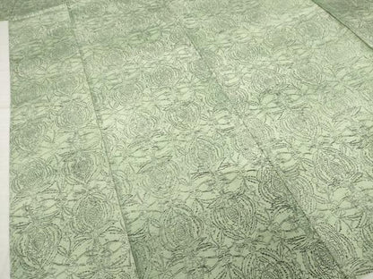 平和屋着物▽上質な紬 単衣 飾花文 暈し染め 正絹 逸品 AABG8409ck