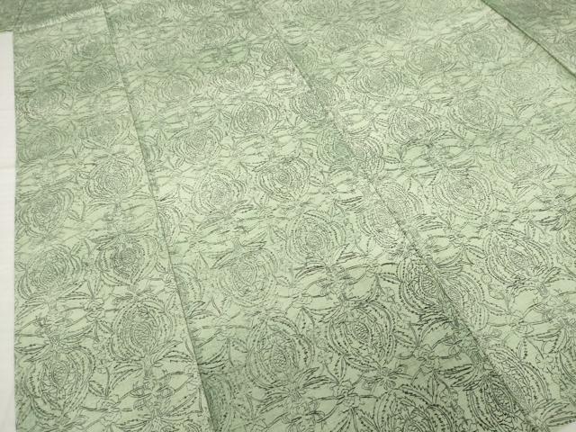 平和屋着物▽上質な紬 単衣 飾花文 暈し染め 正絹 逸品 AABG8409ck