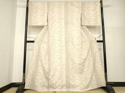 平和屋着物▽本塩沢 単衣 蔦草間道 正絹 逸品 AABG8410ck