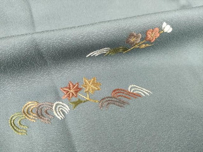 平和屋着物▽訪問着 単衣 総刺繍 花青海波 金糸 正絹 逸品 AABG8414ck
