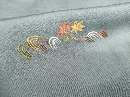 平和屋着物▽訪問着 単衣 総刺繍 花青海波 金糸 正絹 逸品 AABG8414ck