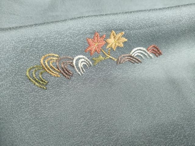 平和屋着物▽訪問着 単衣 総刺繍 花青海波 金糸 正絹 逸品 AABG8414ck