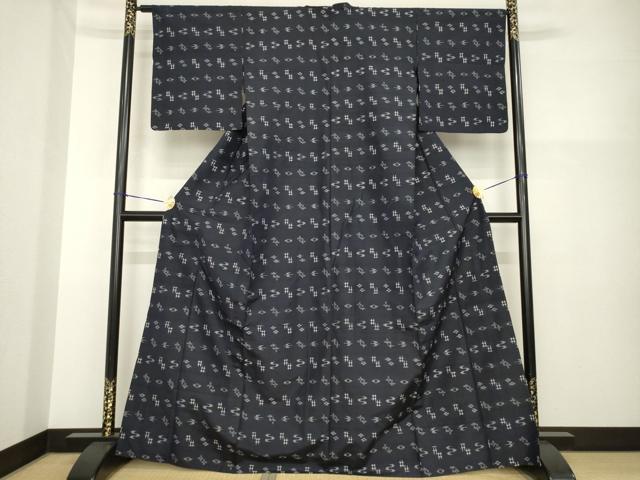 平和屋着物▽本場琉球絣 紬 単衣 正絹 逸品 AABG8415ck