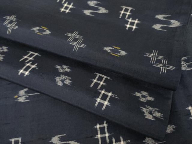 平和屋着物▽本場琉球絣 紬 単衣 正絹 逸品 AABG8415ck