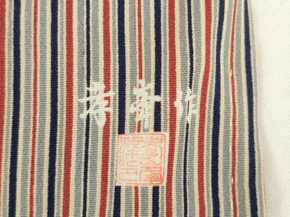 平和屋着物▽上質な小紋 単衣 作家物 縞 正絹 逸品 AABG8416ck