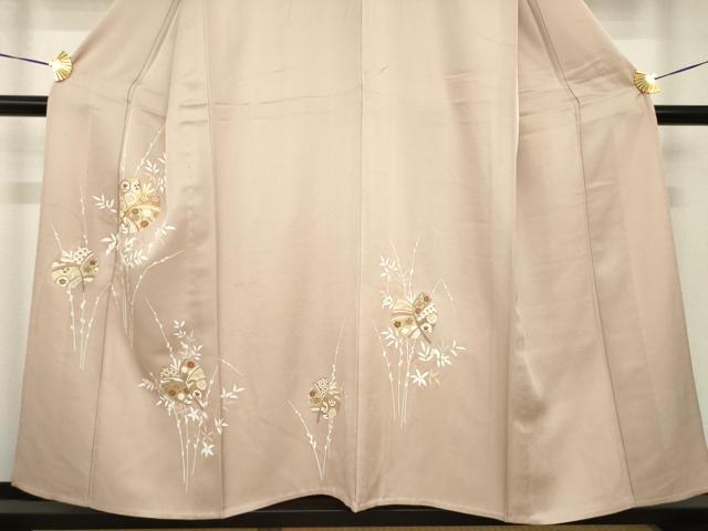 平和屋着物▽訪問着 単衣 駒刺繍 草花文 金彩 正絹 逸品 AABG8419ck