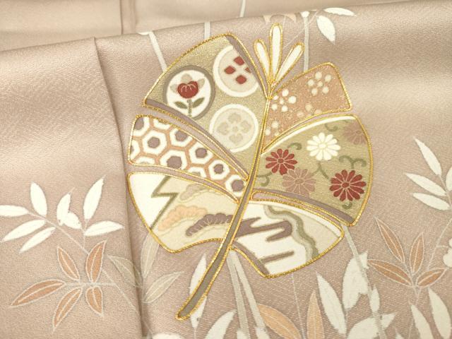 平和屋着物▽訪問着 単衣 駒刺繍 草花文 金彩 正絹 逸品 AABG8419ck