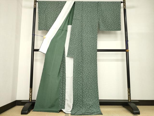 平和屋着物▽上質な小紋 単衣 流水花文 ロング丈 正絹 逸品 未使用 AABG8426ck