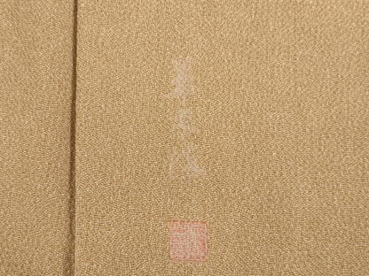 平和屋着物▽江戸小紋 単衣 昨夏物極小鮫小紋柄 伽羅色 鬼しぼ縮緬 正絹 逸品 AABG8428ck