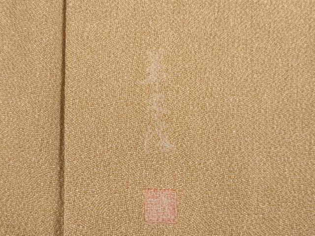 平和屋着物▽江戸小紋 単衣 昨夏物極小鮫小紋柄 伽羅色 鬼しぼ縮緬 正絹 逸品 AABG8428ck