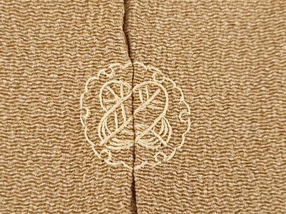平和屋着物▽江戸小紋 単衣 昨夏物極小鮫小紋柄 伽羅色 鬼しぼ縮緬 正絹 逸品 AABG8428ck