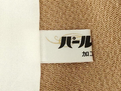 平和屋着物▽江戸小紋 単衣 昨夏物極小鮫小紋柄 伽羅色 鬼しぼ縮緬 正絹 逸品 AABG8428ck