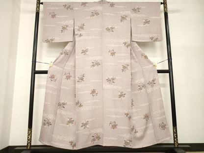 平和屋着物▽上質な小紋 単衣 枝椿 正絹 逸品 AABG8431ck