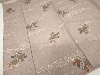平和屋着物▽上質な小紋 単衣 枝椿 正絹 逸品 AABG8431ck