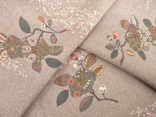 平和屋着物▽上質な小紋 単衣 枝椿 正絹 逸品 AABG8431ck